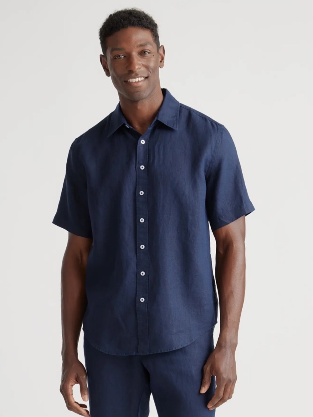 Quince 100% European Linen Short Sleeve Shirt Deep Navy XXL $98